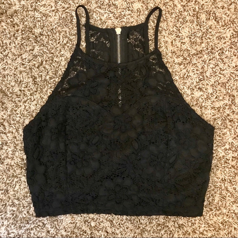 Lace Halter Crop Top